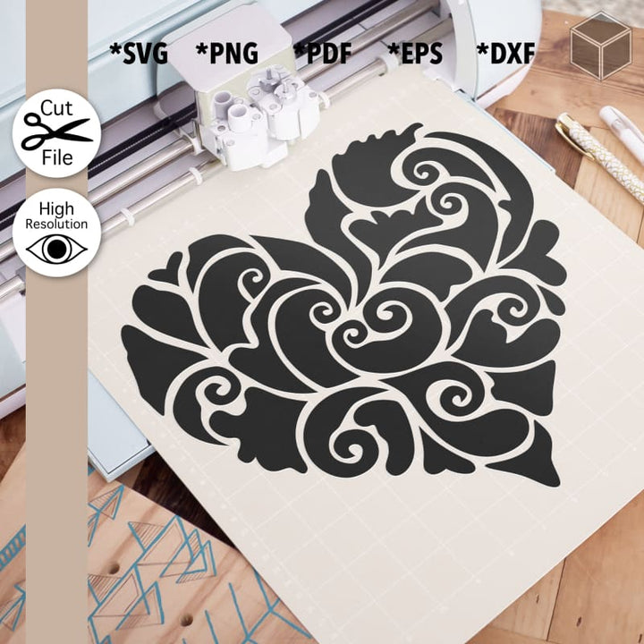 Black Swirly Heart