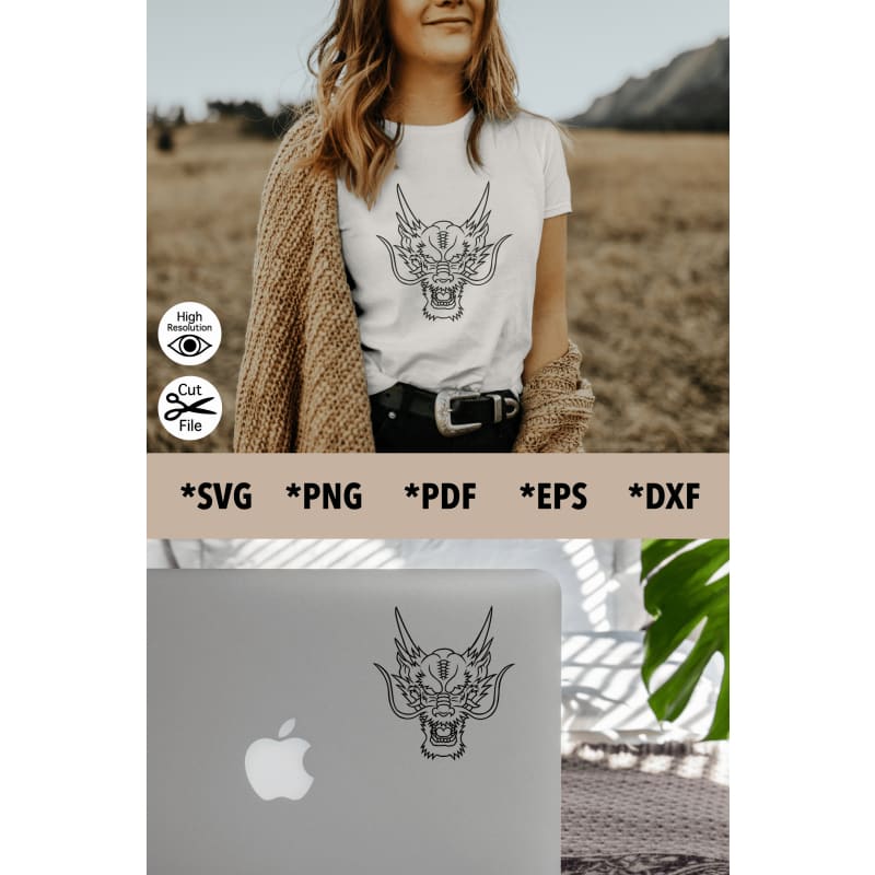 Chinese Dragon Head Outline