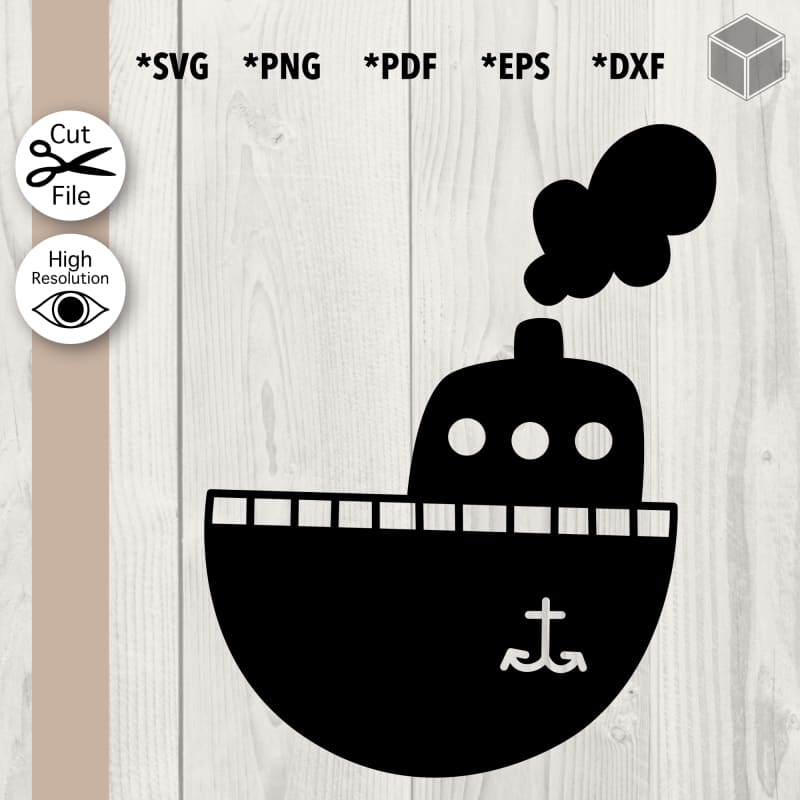 Linda silueta de barco de vapor