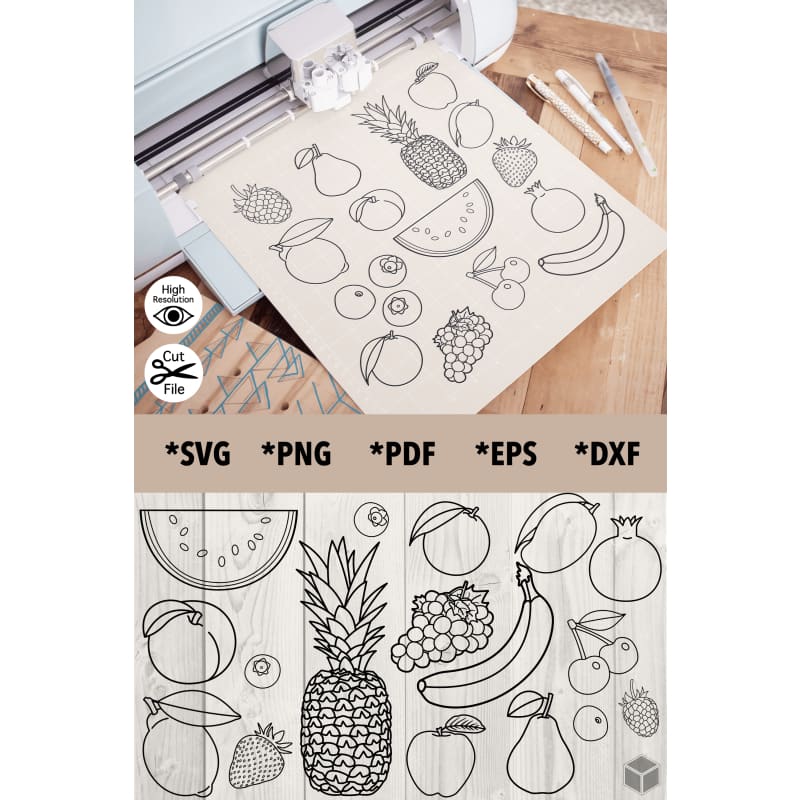 Fruits Outline Bundle - 17 Designs