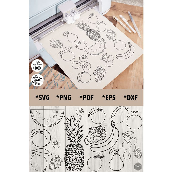 Fruits Outline Bundle - 17 Designs