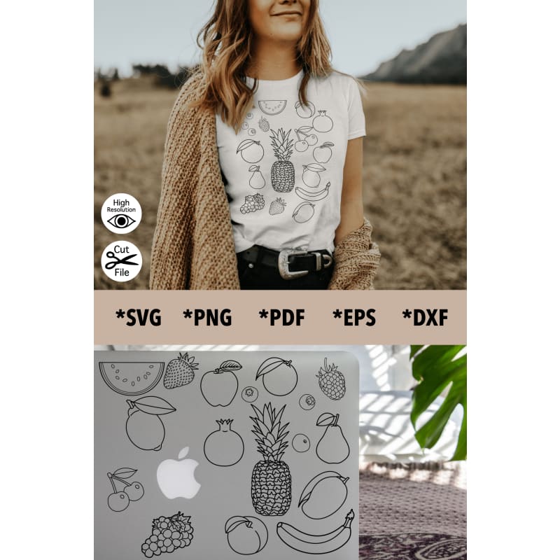 Fruits Outline Bundle - 17 Designs