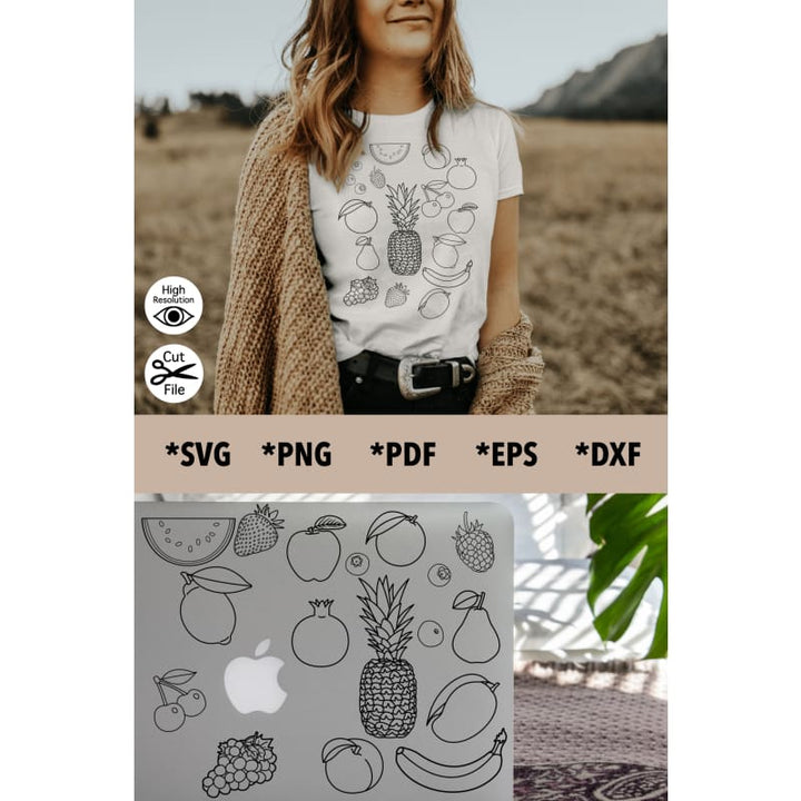 Fruits Outline Bundle - 17 Designs