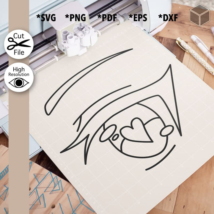 Heart Anime Eye Outline