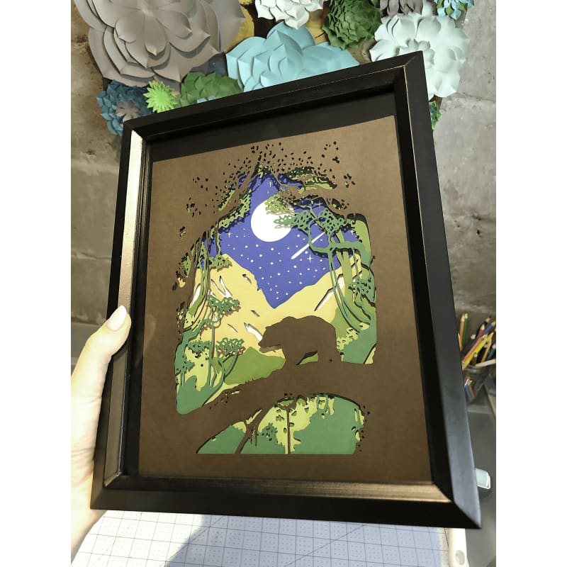 Plantilla de escena en capas 3D Bear Forest