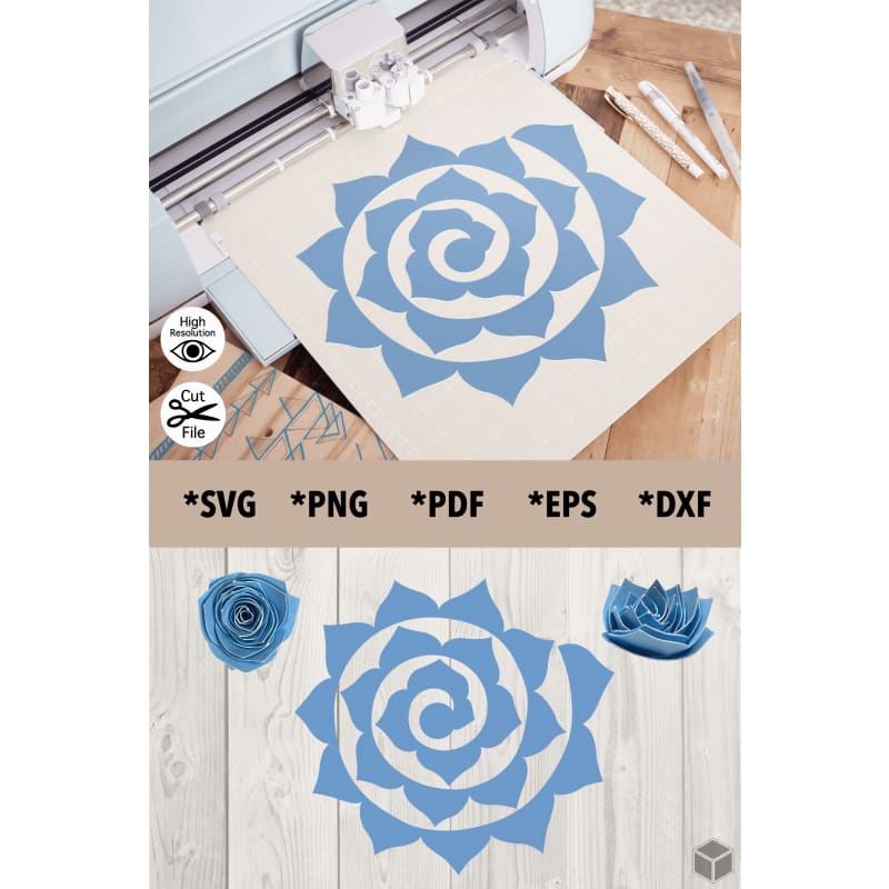 Blue Pointy Petals 3D Paper Flower