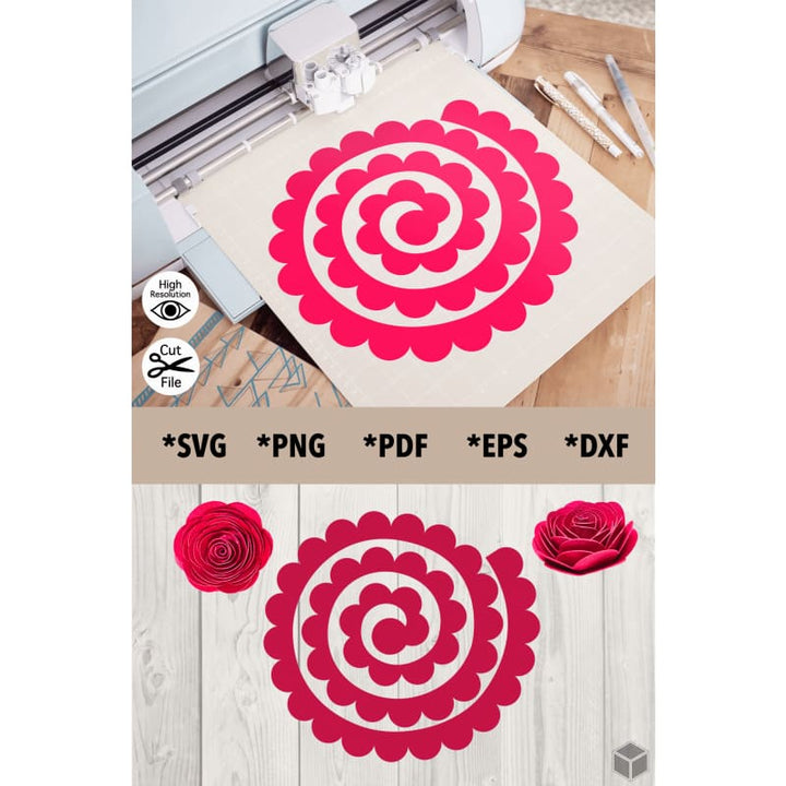 Rounded Petals 3D Paper Rose