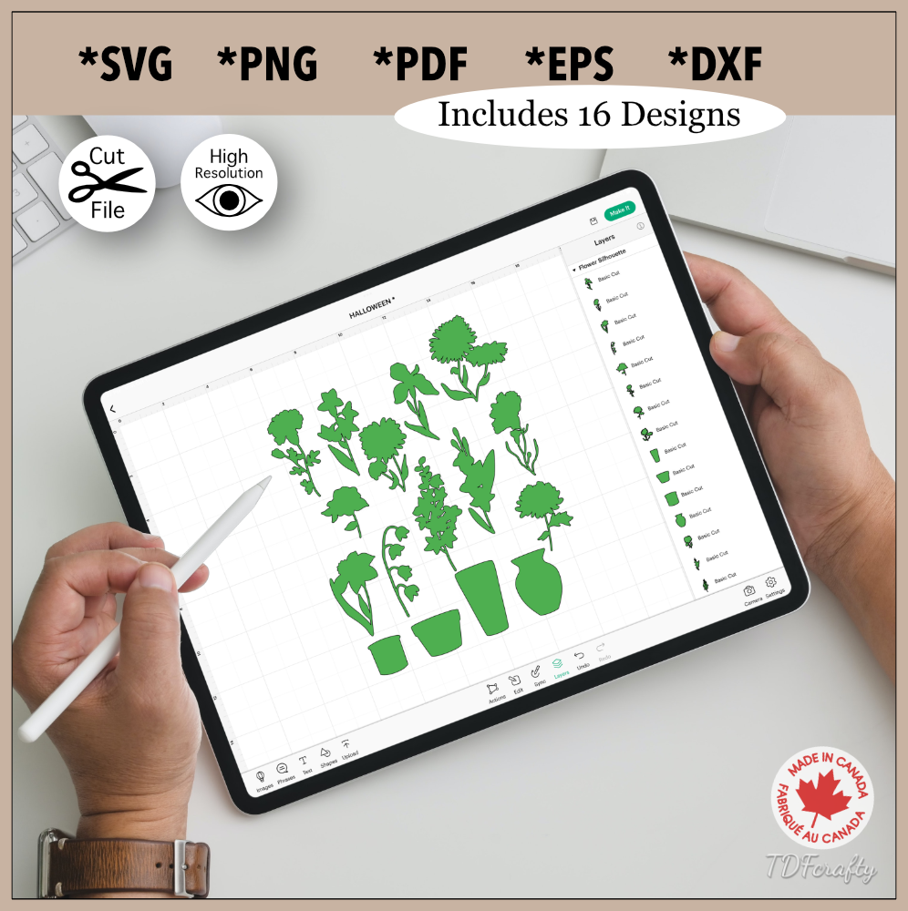 Floral Pots Silhouette Bundle