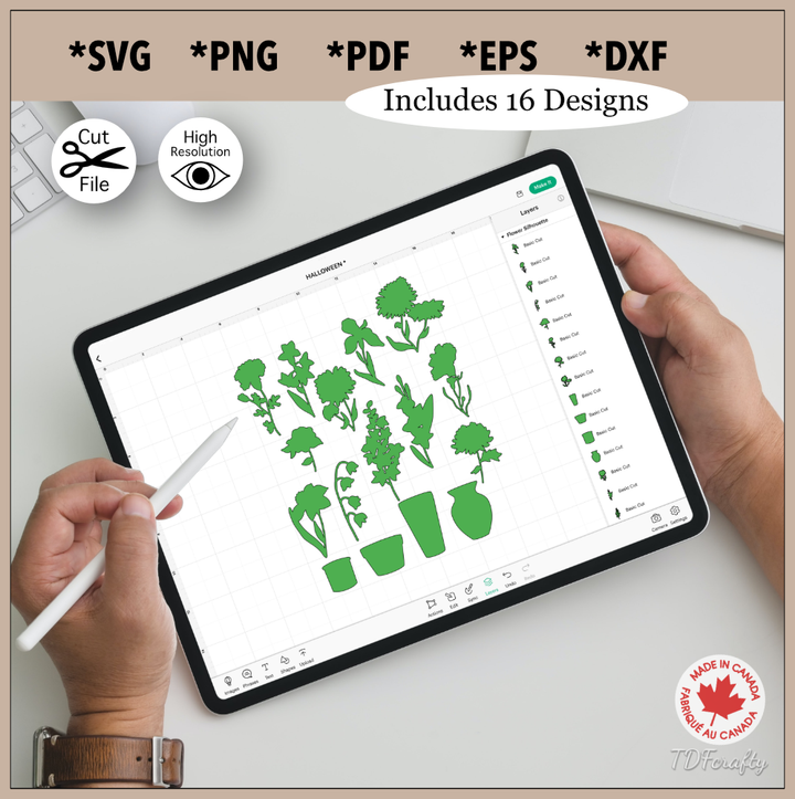 Floral Pots Silhouette Bundle