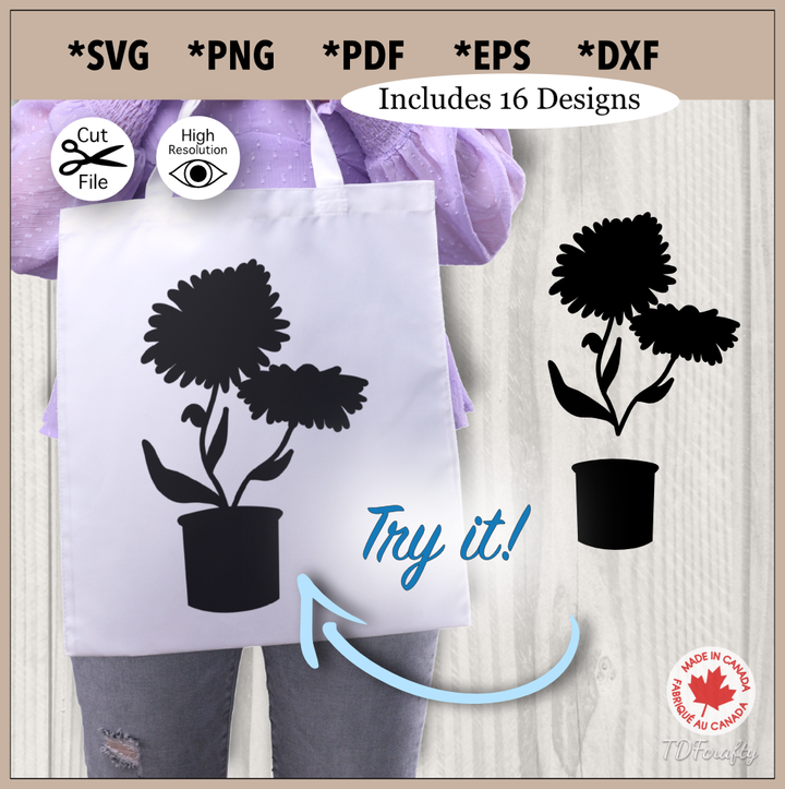 Floral Pots Silhouette Bundle