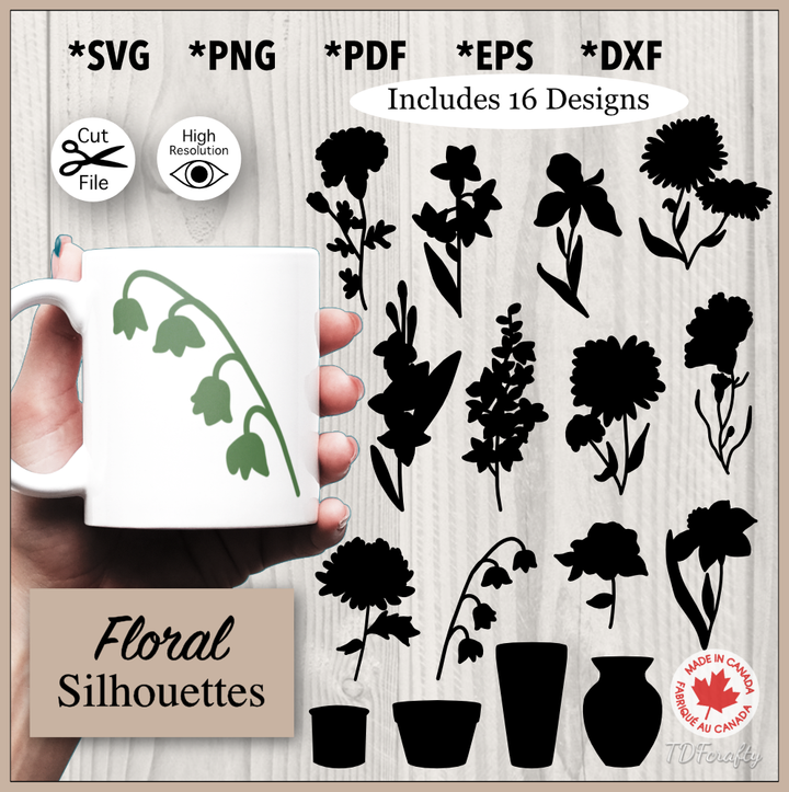 Floral Pots Silhouette Bundle