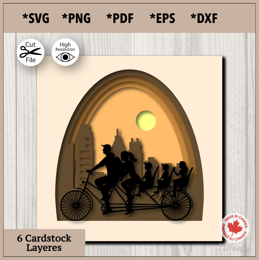 Escena en capas 3D de paseo en bicicleta