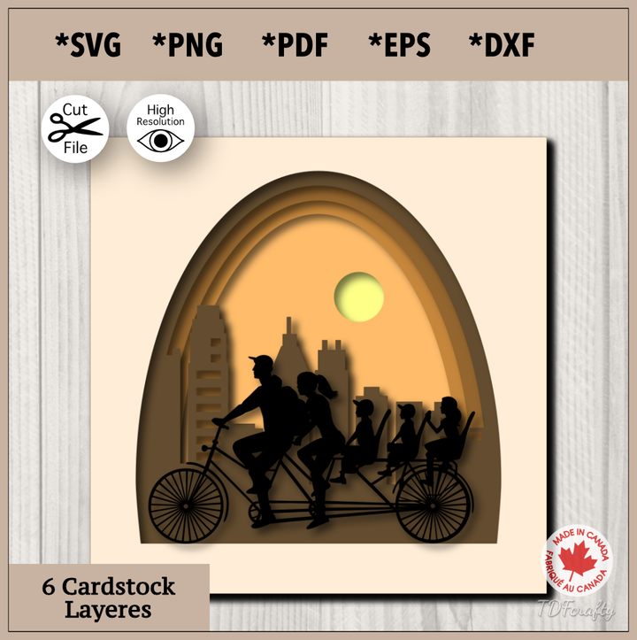 Escena en capas 3D de paseo en bicicleta