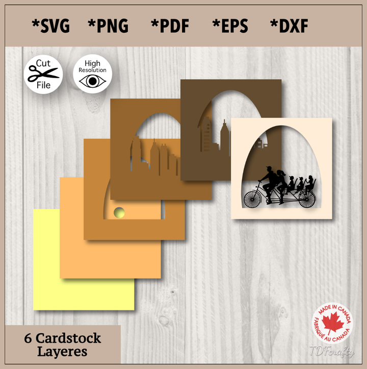 Escena en capas 3D de paseo en bicicleta