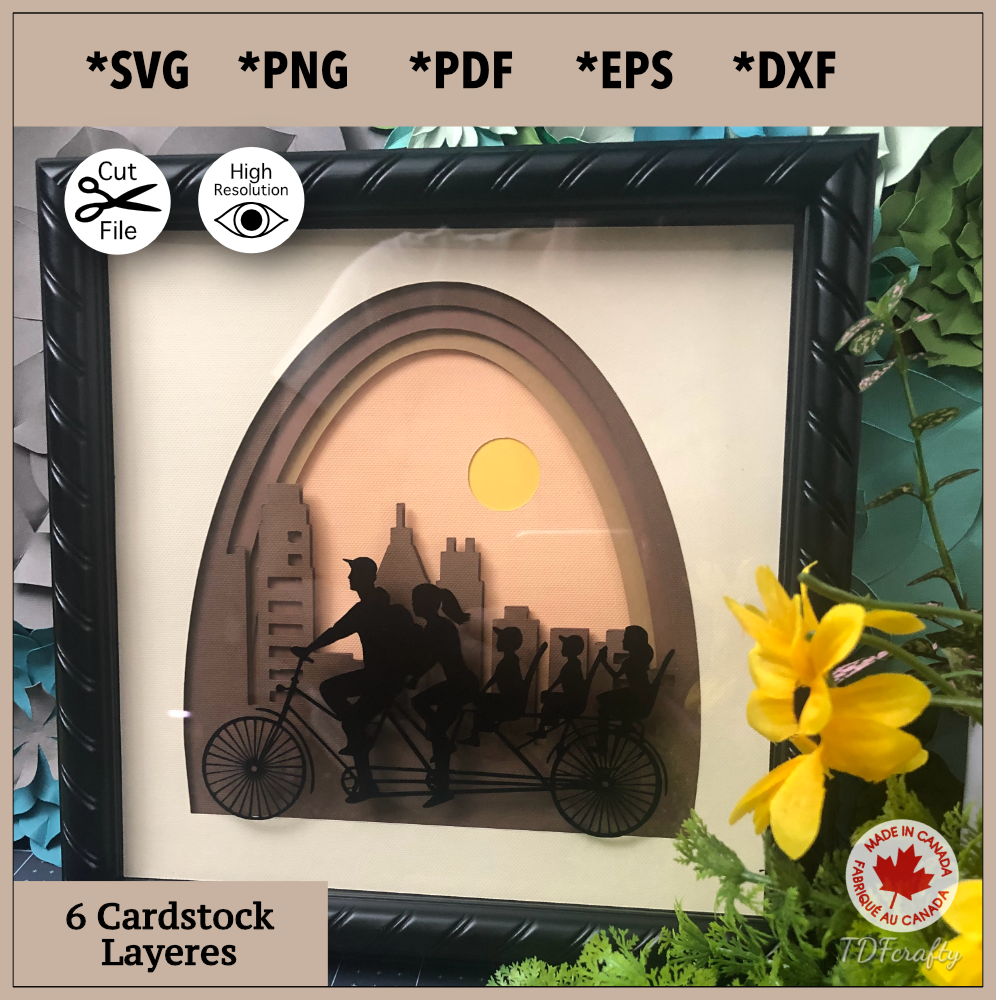 Escena en capas 3D de paseo en bicicleta