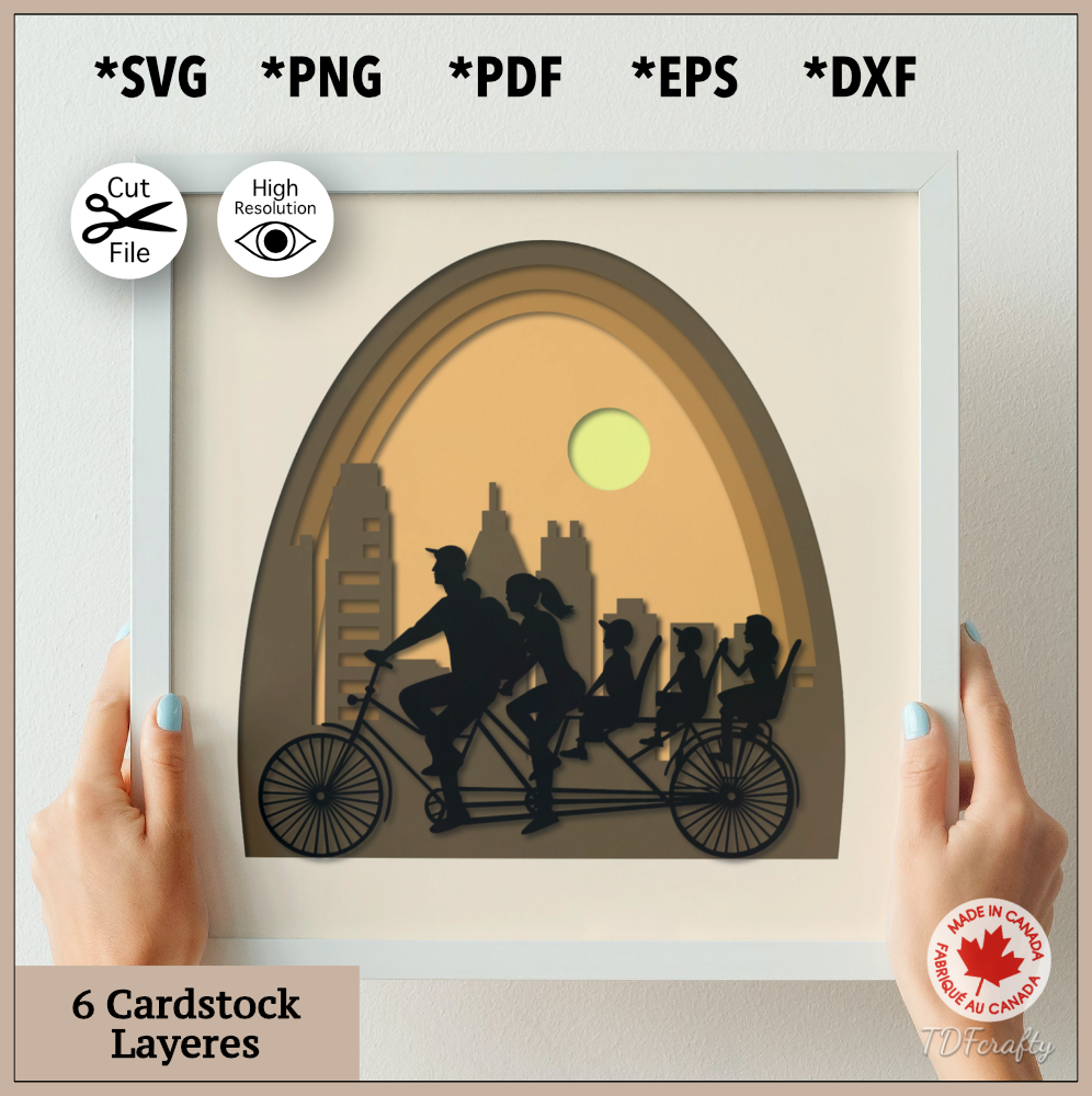 Escena en capas 3D de paseo en bicicleta