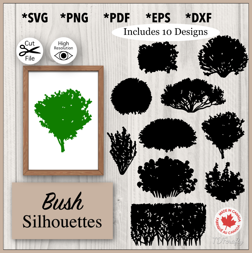 Bushes Silhouette Bundle SVG  The Digital Files – TDFcrafty