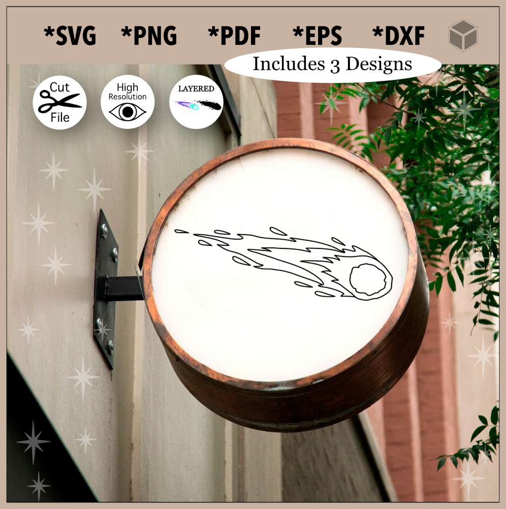 Conjunto de colores y contornos de cometa