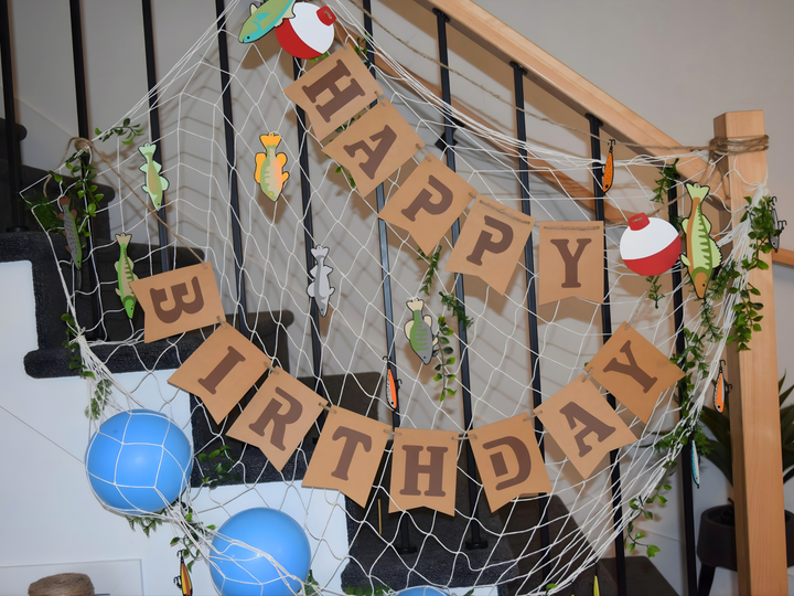 Happy Birthday Banner Fishing Theme