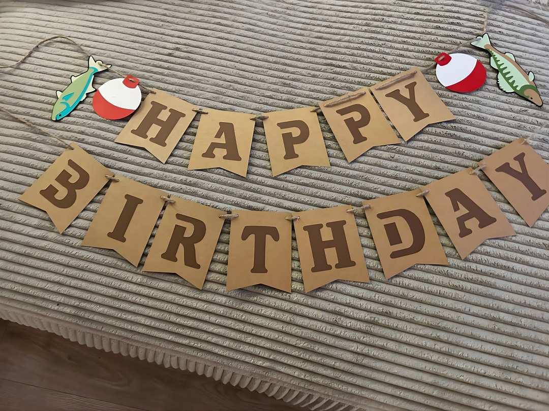 Happy Birthday Banner Fishing Theme