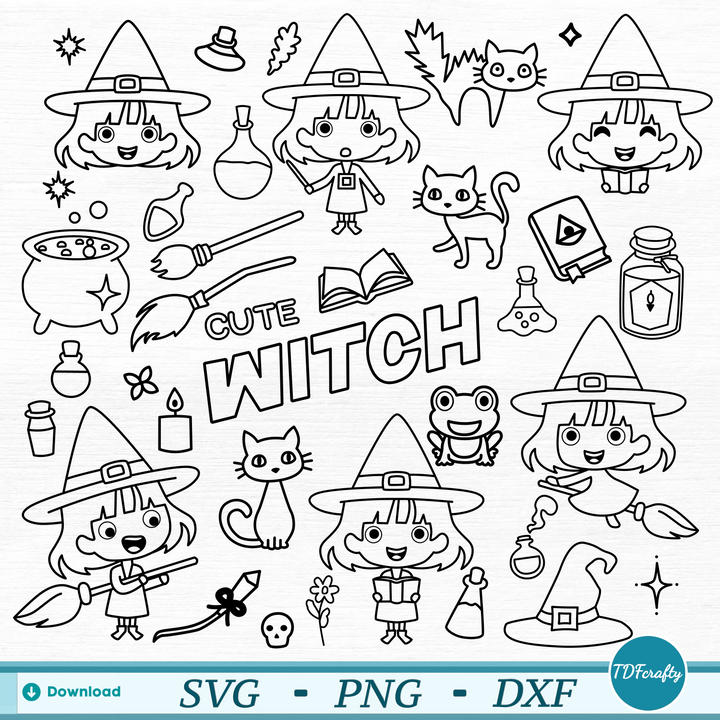 Cute Halloween Monsters Outline Bundle