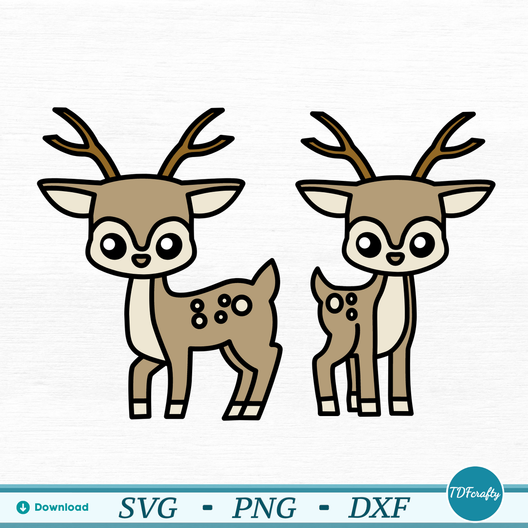 Cartoon Deer Duo Color