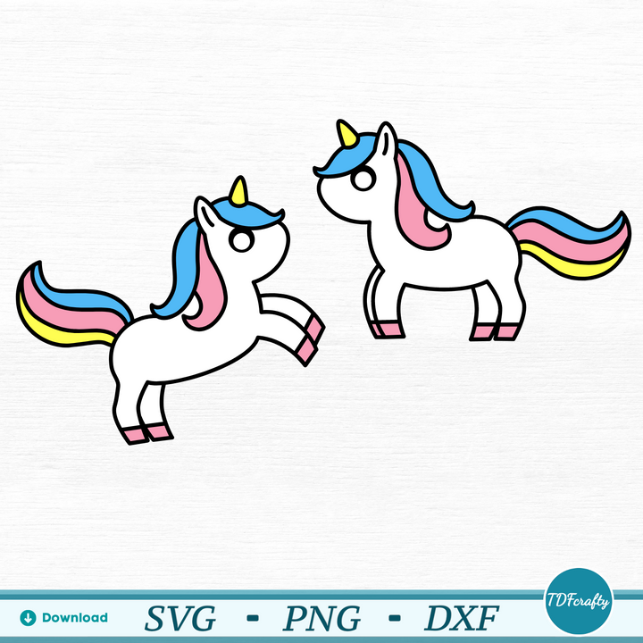 Cartoon Unicorn Duo Color