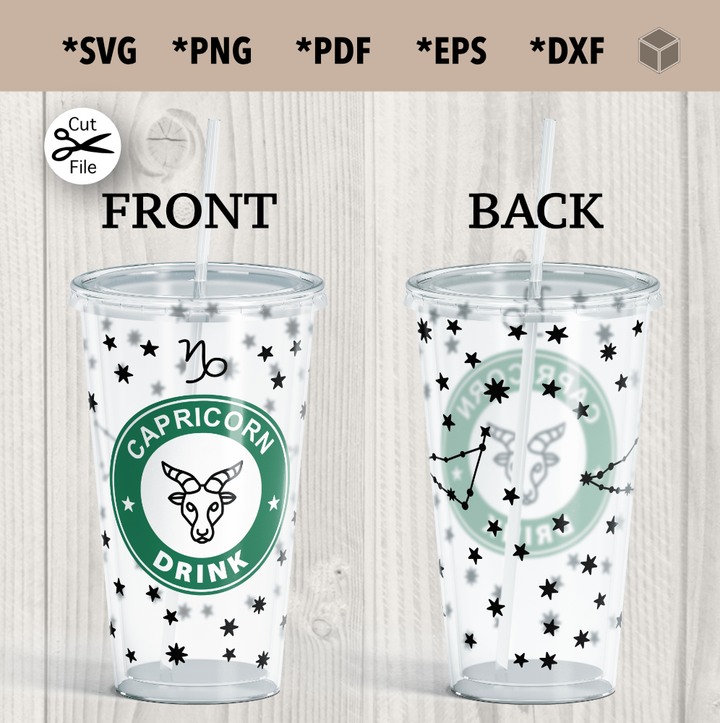 Capricorn Cup Wrap SVG for 24 oz Cold Cups