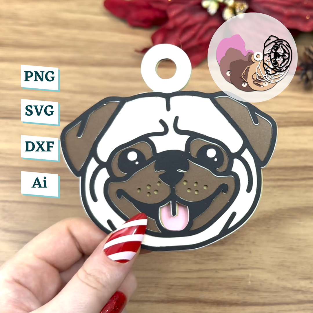 Pug Dog Ornament Template