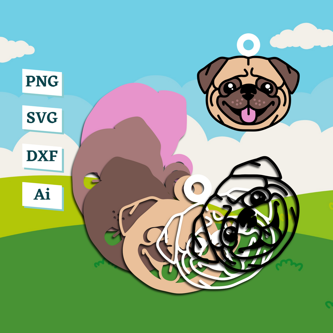 Pug Dog Ornament Template