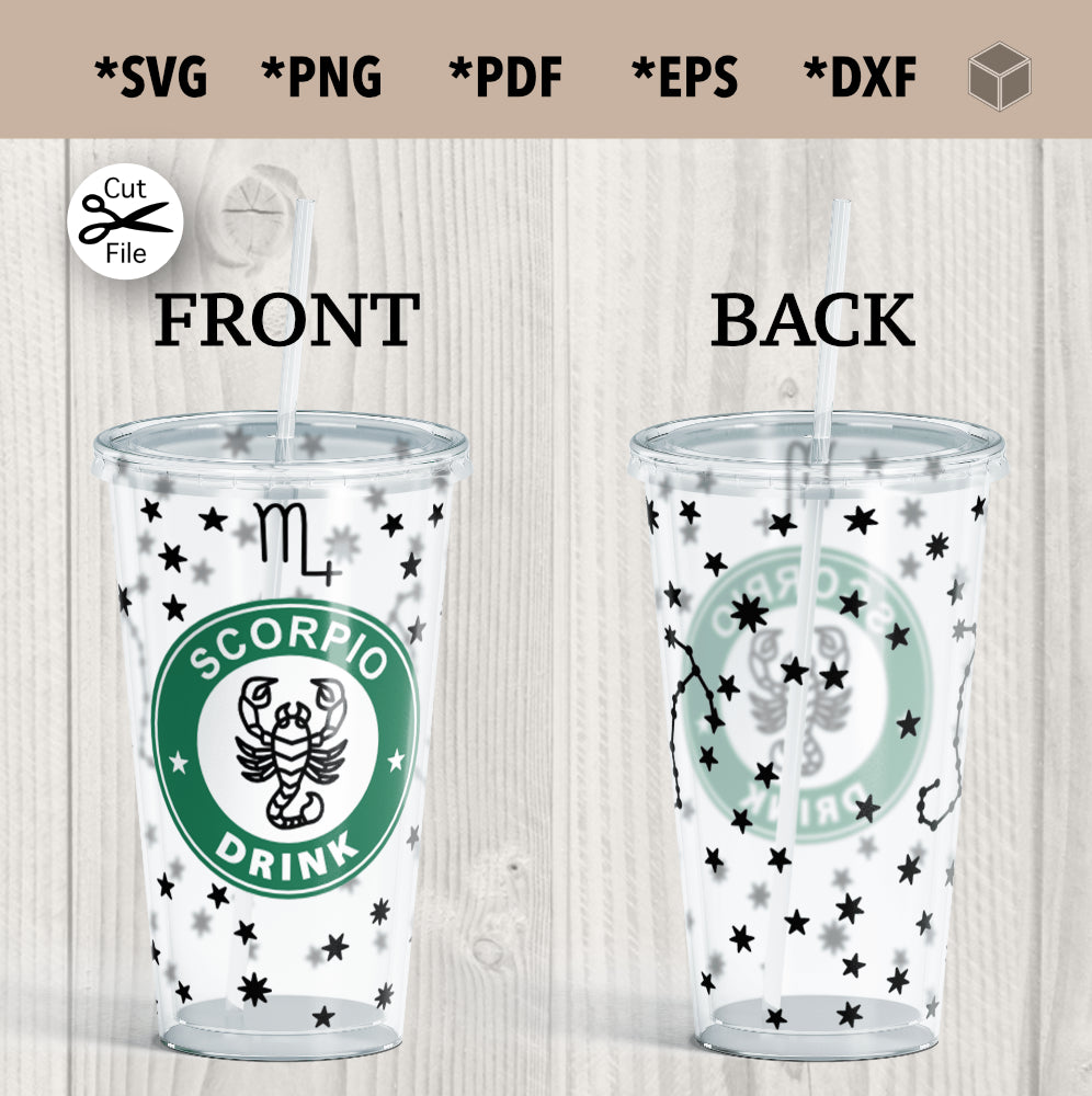 Scorpio Cup Wrap SVG for 24 oz Cold Cups