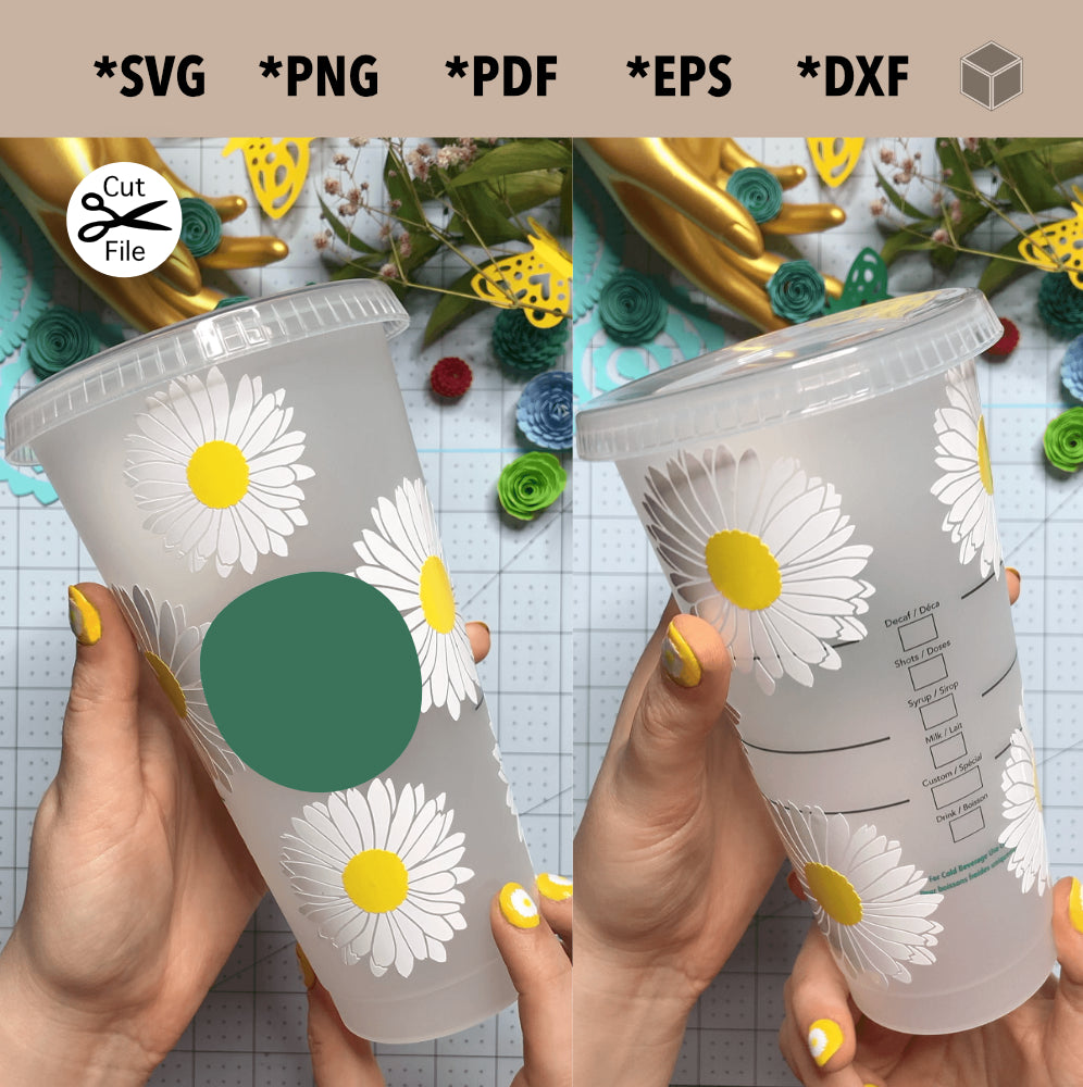 Starbucks Cold Cup with Sunflower Vinyl Decal