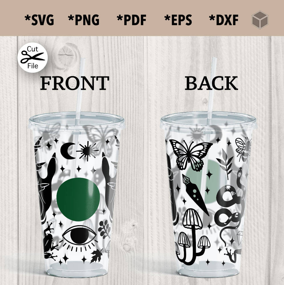 Witchy Cup Wrap SVG para vasos fríos de 24 oz