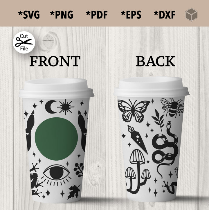 Witchy Hot Cup Wrap Template