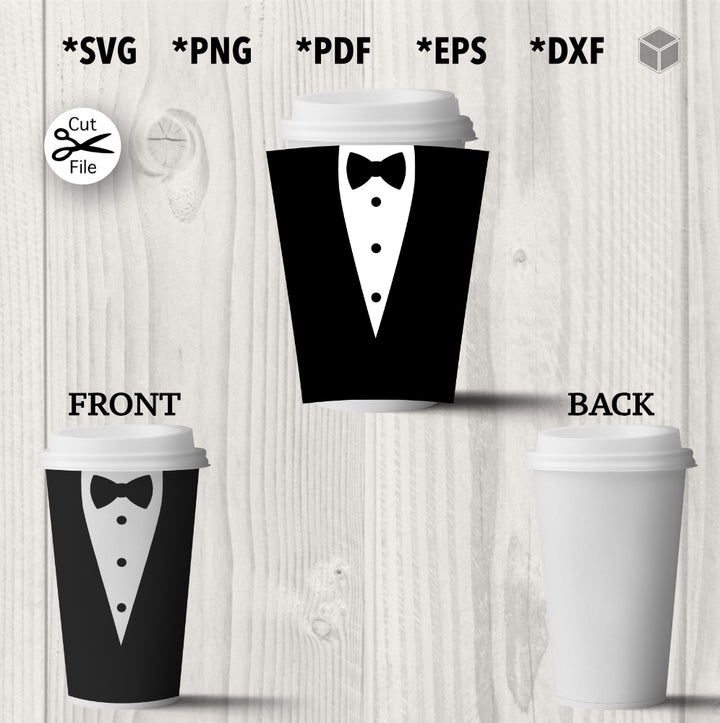 Tuxedo Hot Cup Wrap Template