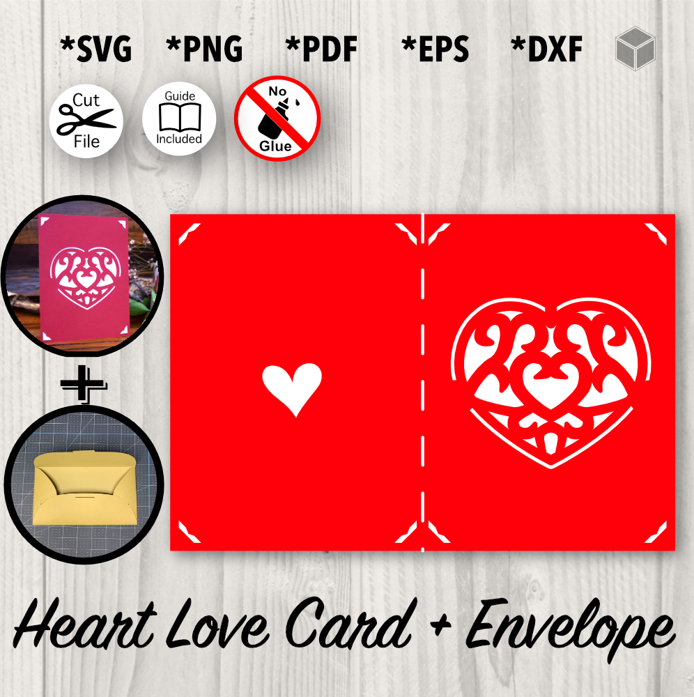 Heart Love Card and Envelope Template