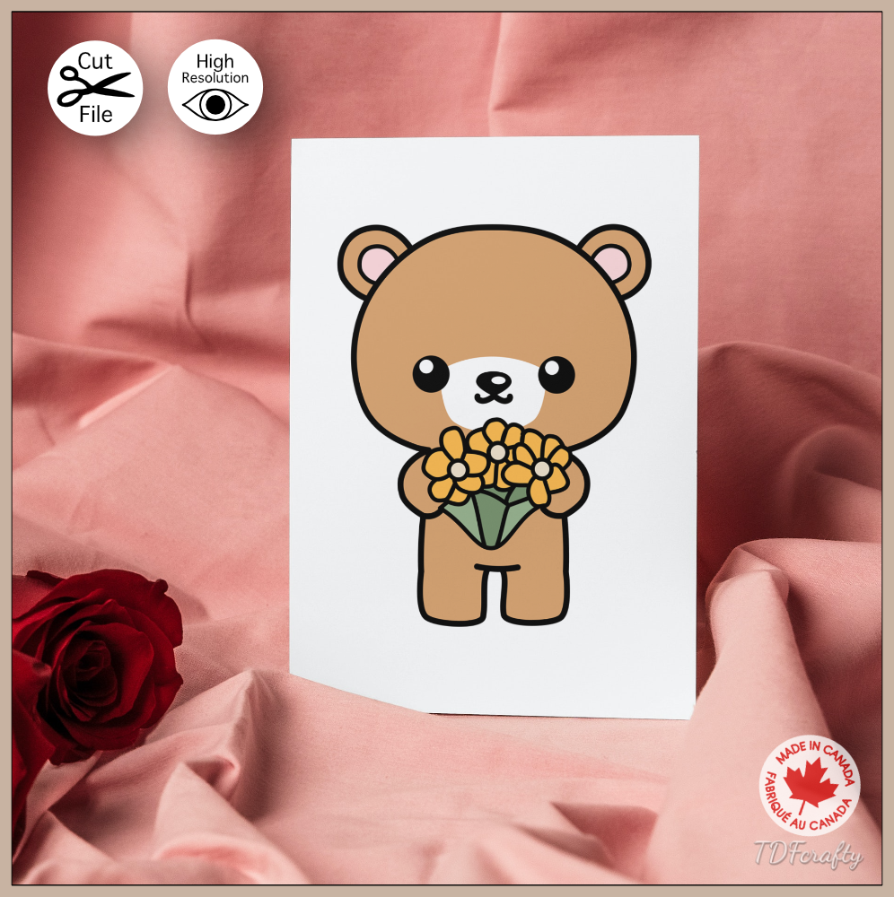 Bear holding a Flowers