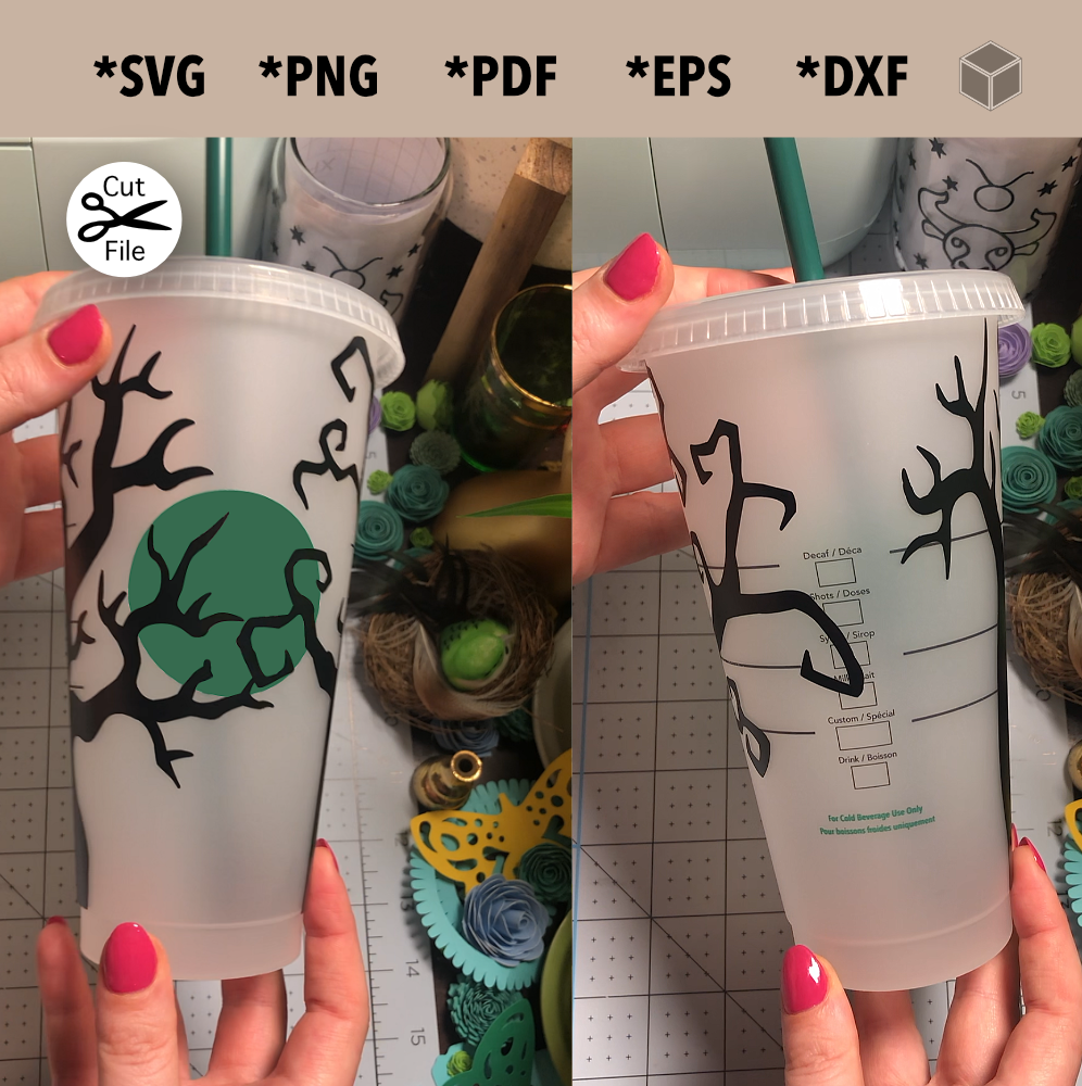Spooky Trees Cup Wrap SVG para vasos fríos de 24 oz