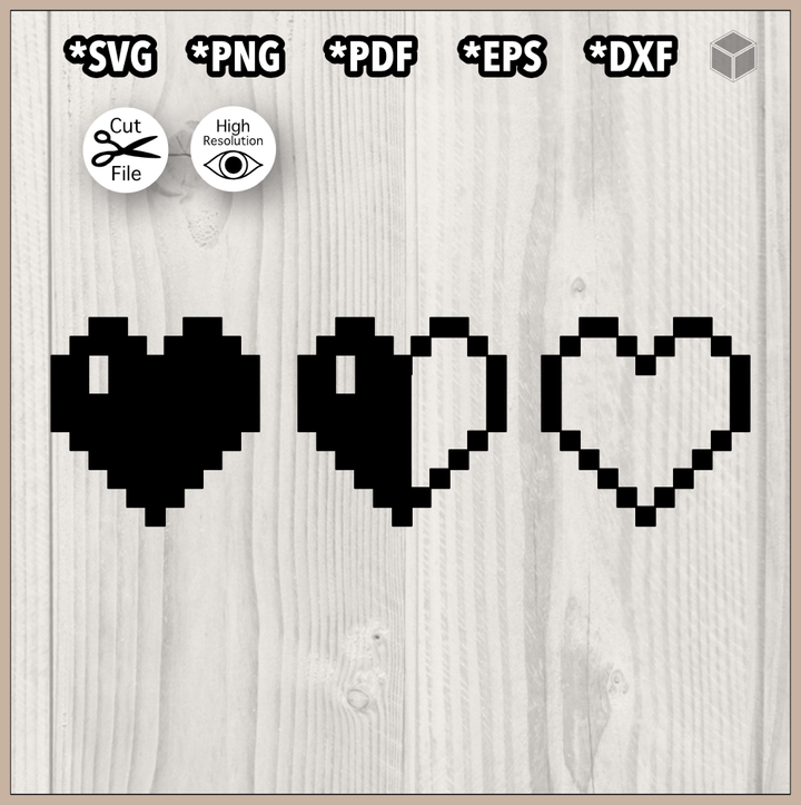 Pixel Hearts Silhouette