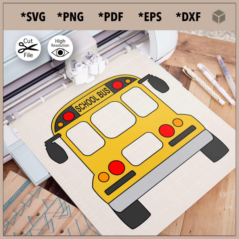 Yellow School Bus and Outline Bundle