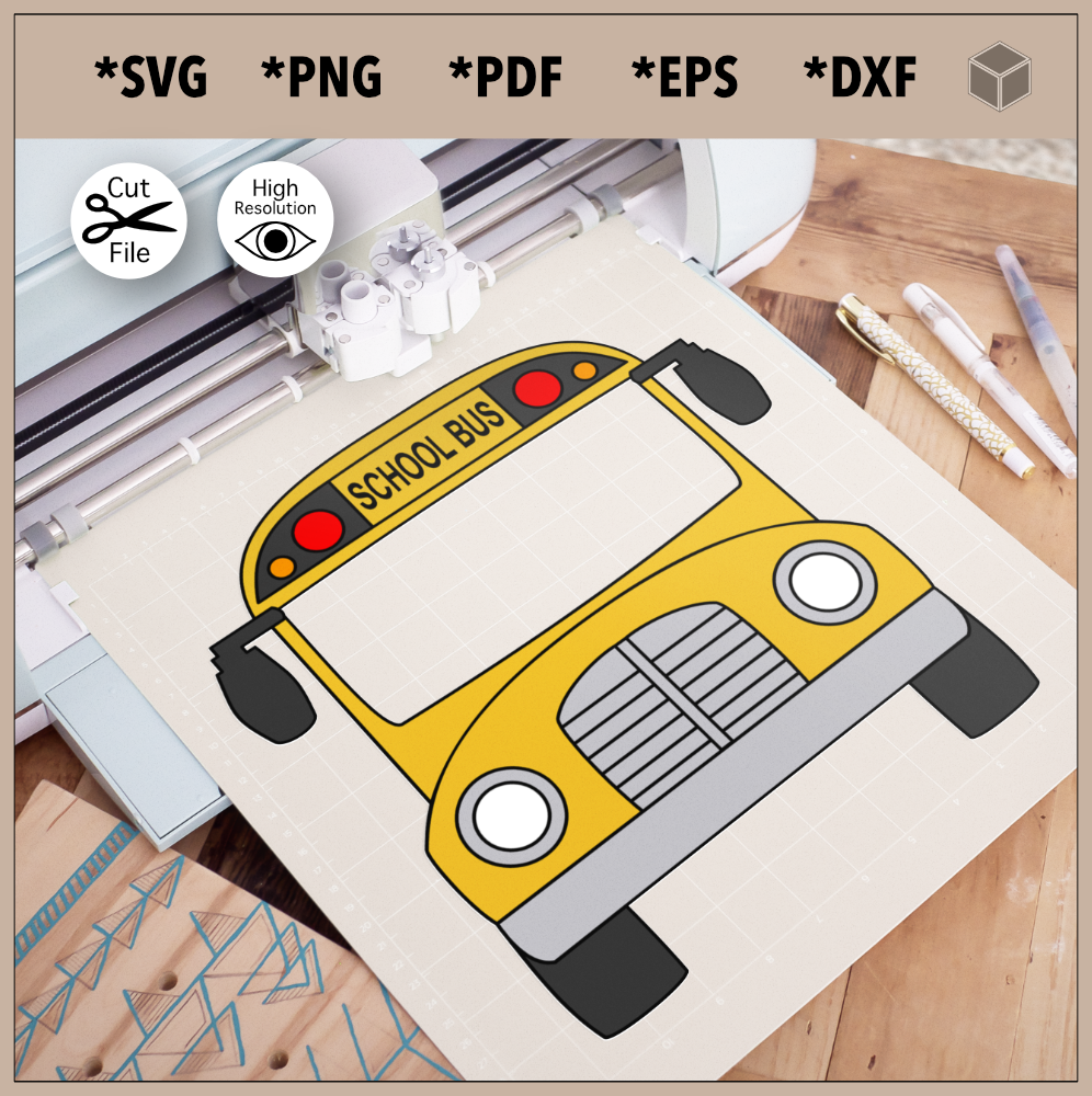 Yellow School Bus and Outline Bundle