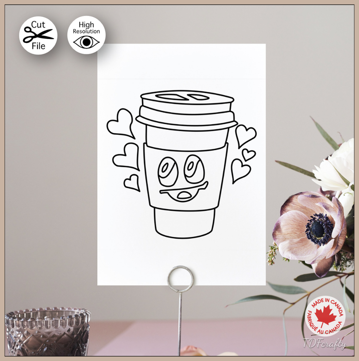 Smile To Go Coffee Cup Color and Outline