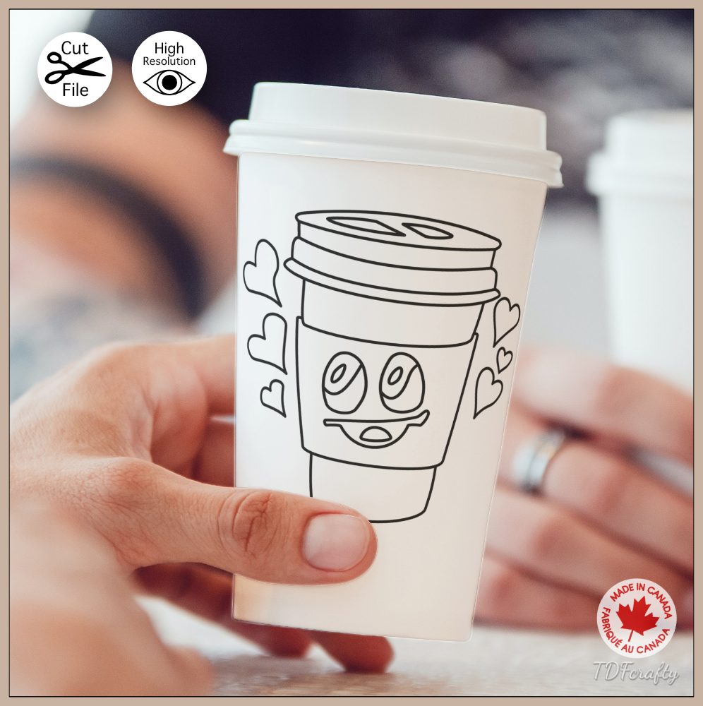 Happy To Go Coffee Cup Outline