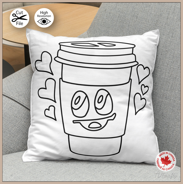 Happy To Go Coffee Cup Outline