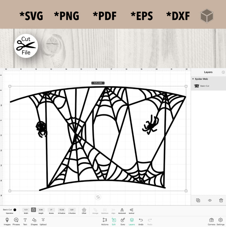Spider Webs Cup Wrap SVG para vasos fríos de 24 oz