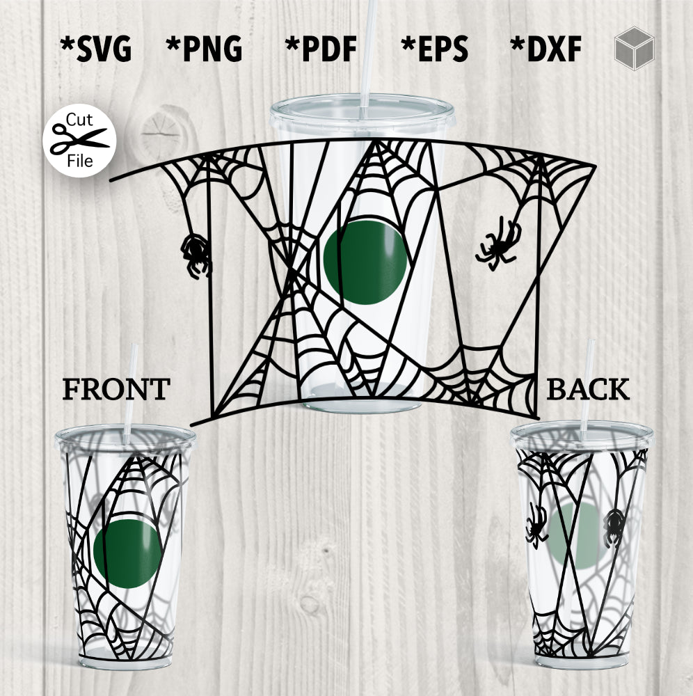 Spider Webs Cup Wrap SVG pour 24 oz Cold Cups