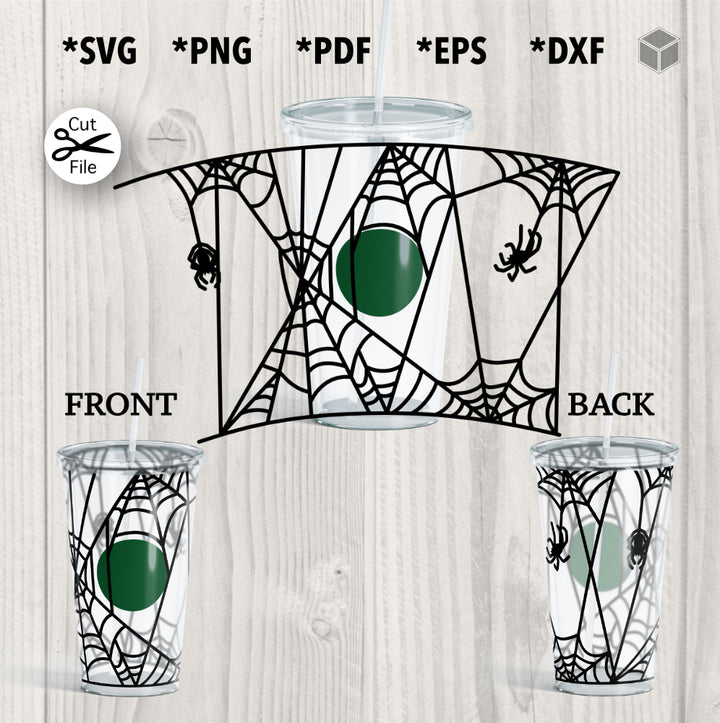Spider Webs Cup Wrap SVG para vasos fríos de 24 oz