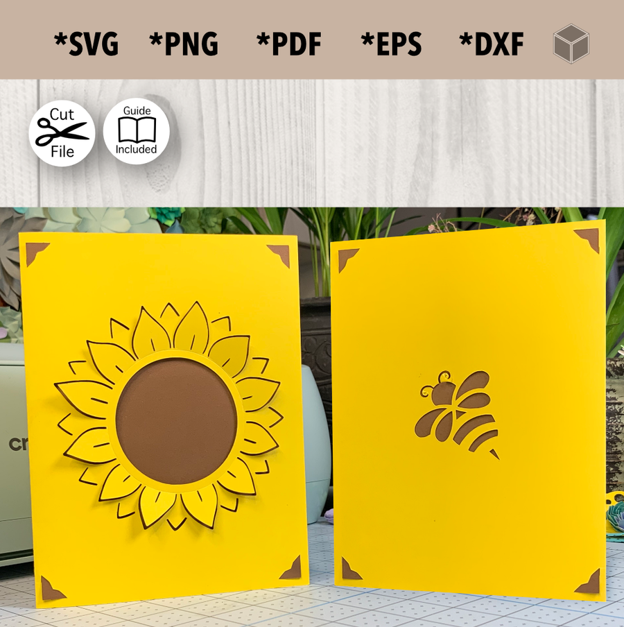 Birthday card svg, Sunflower card svg, sunflower paper cut svg, Cricut  card, cut out cards svg, laser cut file, papercut svg, cards uk - So Fontsy