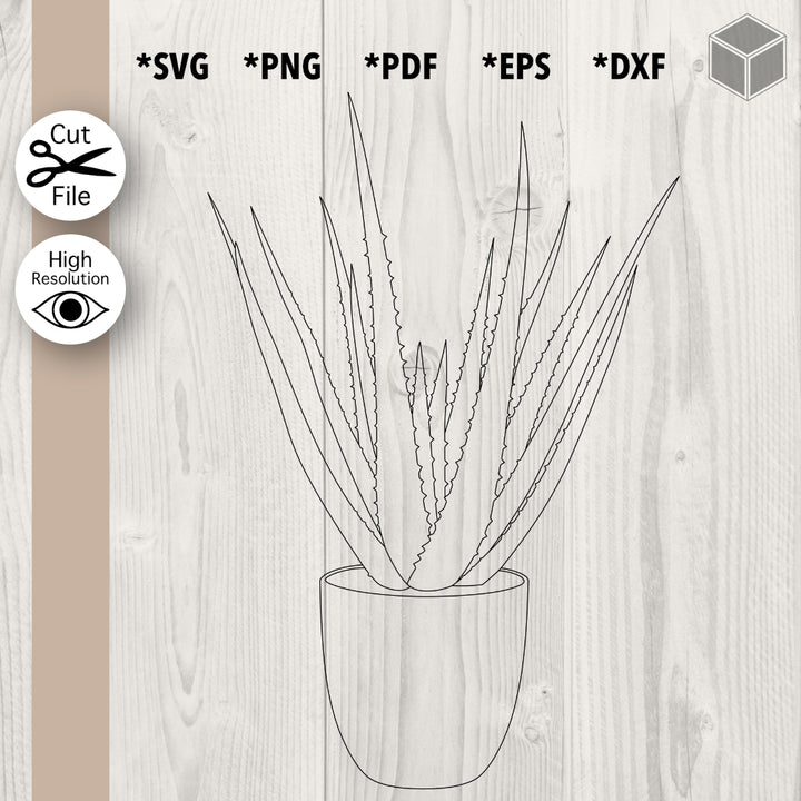 Aloe Vera Plant Pot Outline