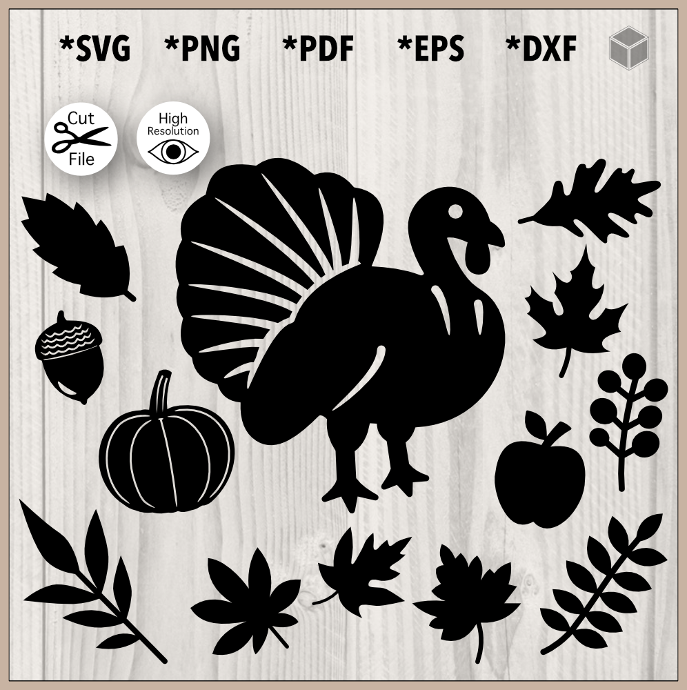 Festive Turkey Silhouette Bundle